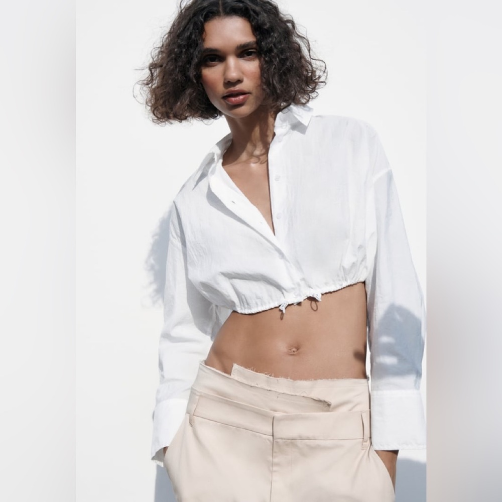 Zara Crop Nylon Shirt 3067/018/250 NWT